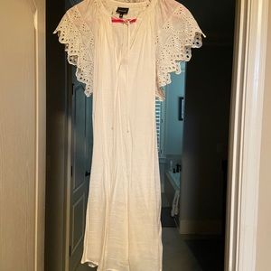 Cream lace sleeve detail dress